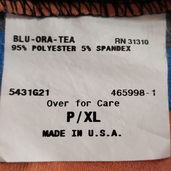 New Directions. Petite. EUC. Blue, Orange, Teal Short Sleeve Top. Size XLP - Picture 7 of 10